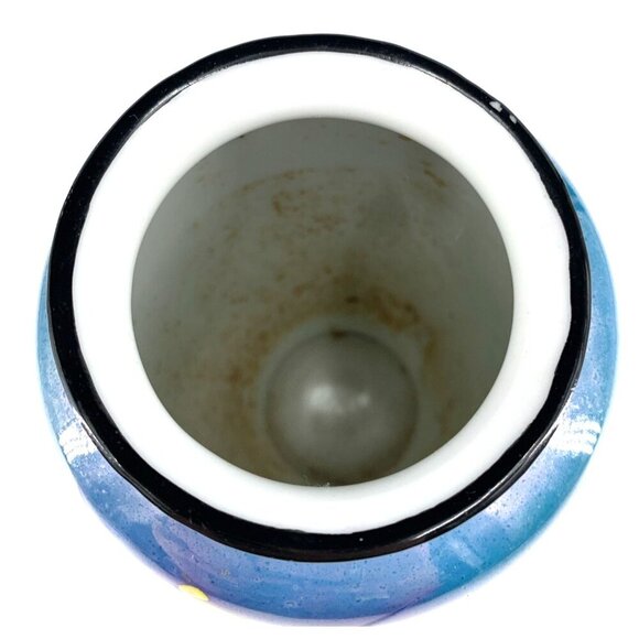 Lusterware Porcelain Vase Blue Daffodil Flowers Butterfly 7.5" Vintage - Picture 6 of 7